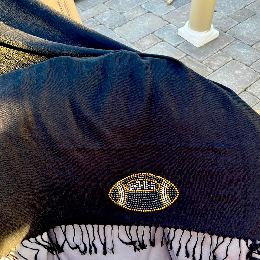 Pashmina Rhinestone Football Embellished Scarf